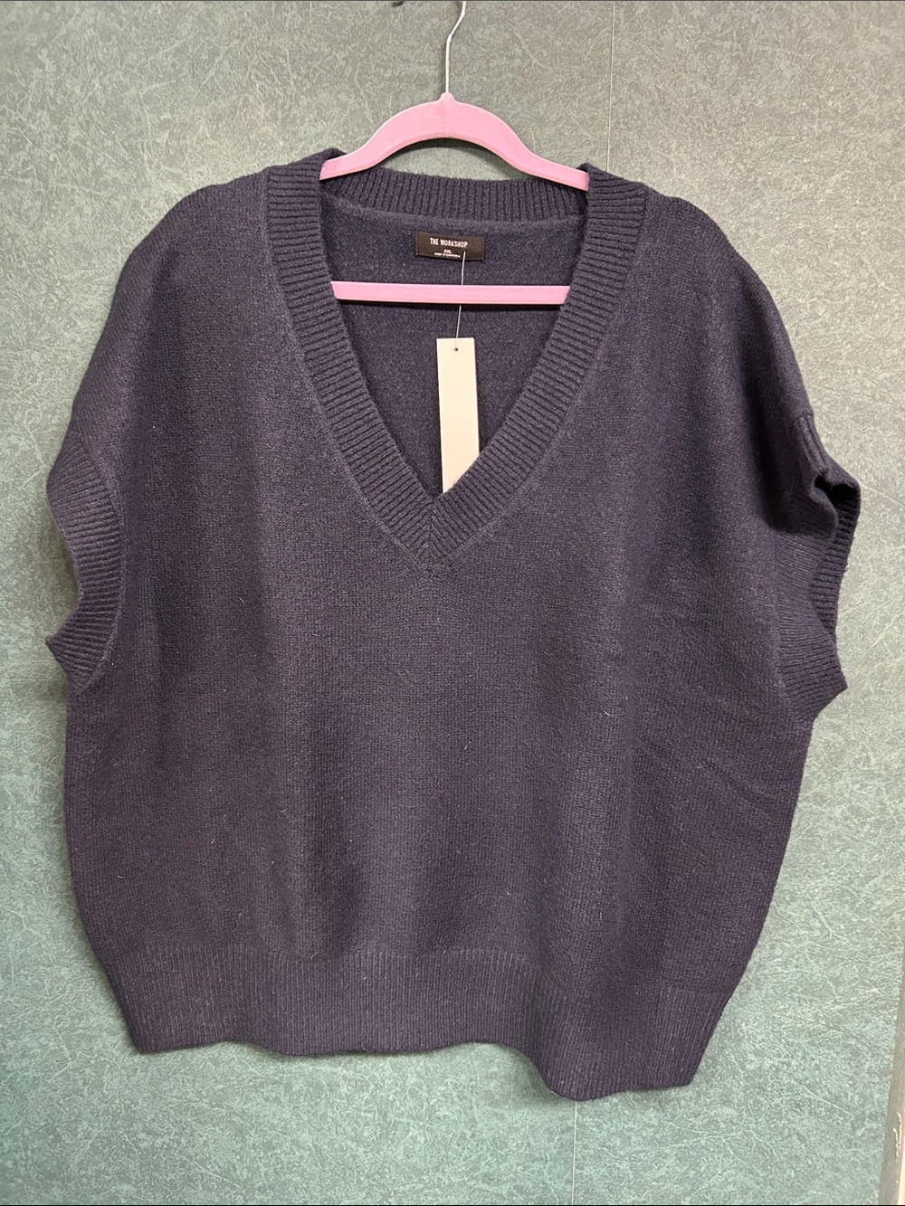NWT XXL Workshop Navy V-Neck Sleeveless Sweater Vest